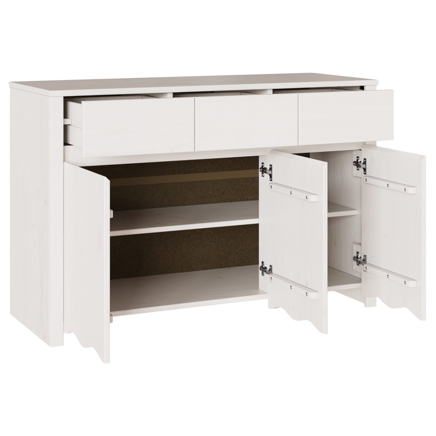 Skjenk Hvit "DRAMMEN" 114x43x75,5 cm Solid Tre Furu