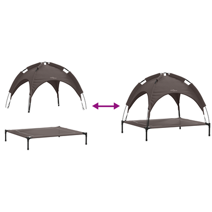 Hundeseng Hevet med avtakbart tak Brun XL stål