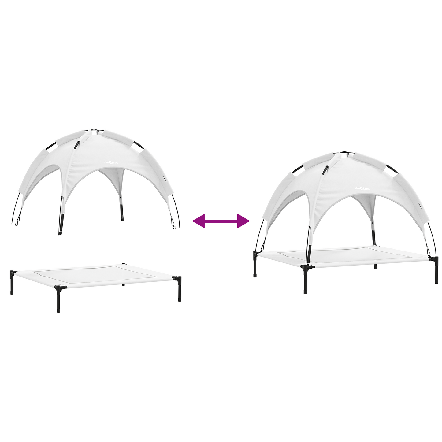 Hundeseng Hevet med avtagbart tak Sølvgrå XL stål