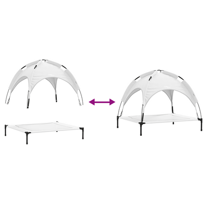 Hundeseng Hevet med avtagbart tak Sølvgrå XL stål