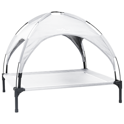 Hundeseng Hevet med avtagbart tak Sølvgrå XL stål