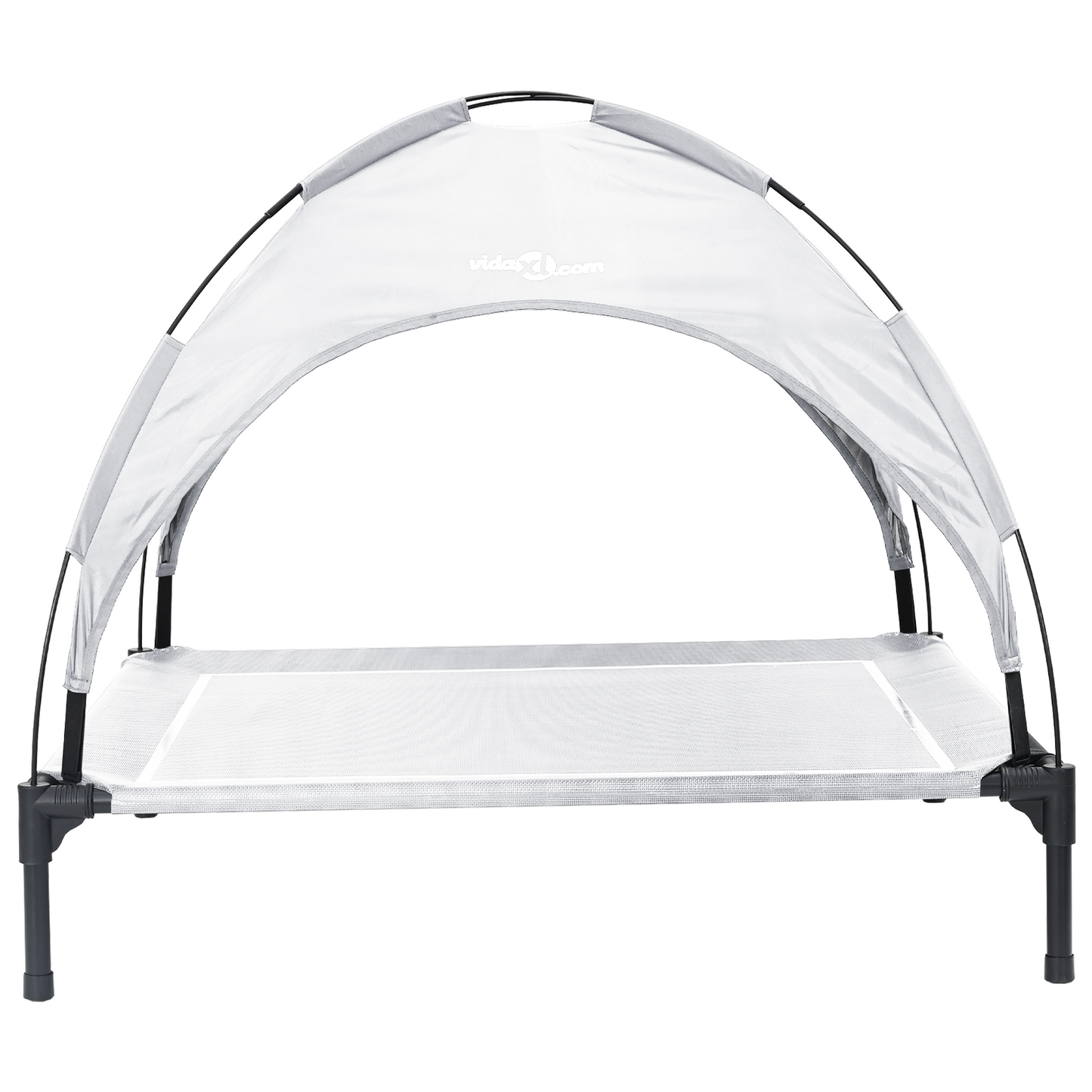 Hundeseng Hevet med avtagbart tak Sølvgrå XL stål