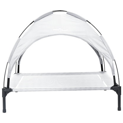 Hundeseng Hevet med avtagbart tak Sølvgrå XL stål