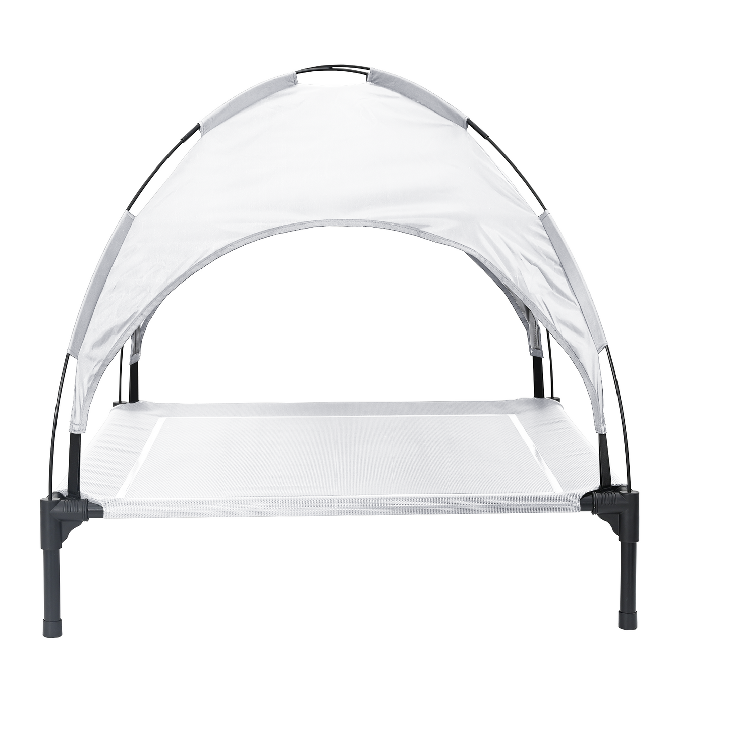 Hundeseng Hevet med avtagbart tak Sølvgrå XL stål