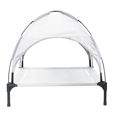 Hundeseng Hevet med avtagbart tak Sølvgrå XL stål