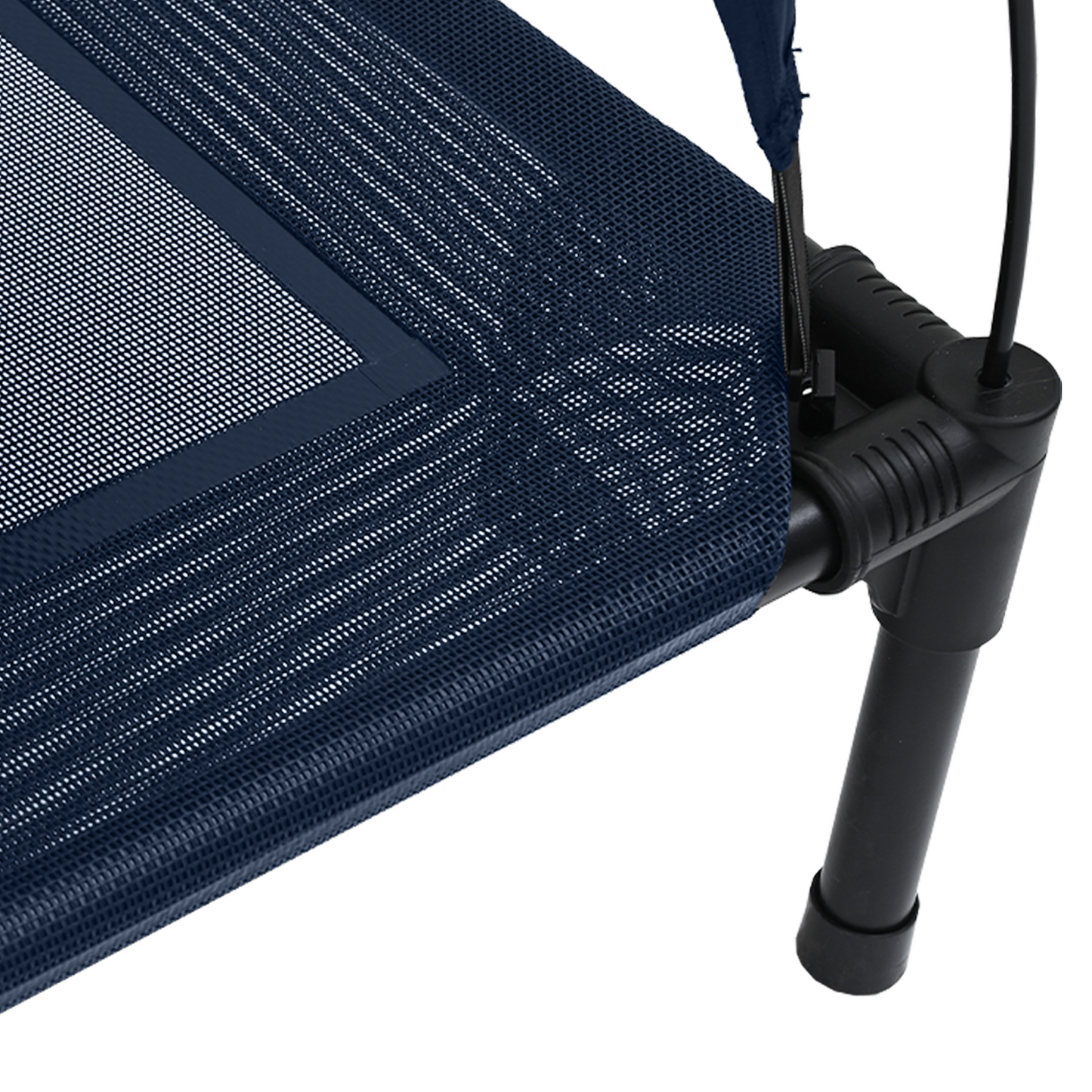 Hundeseng Hevet med avtagbart tak Havblå XL Stål