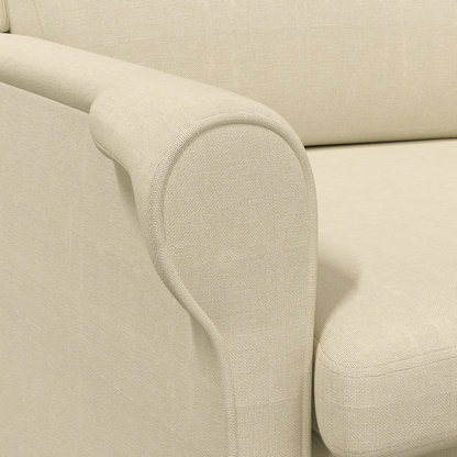 Lenestol Krem Stoff og Tre Medium