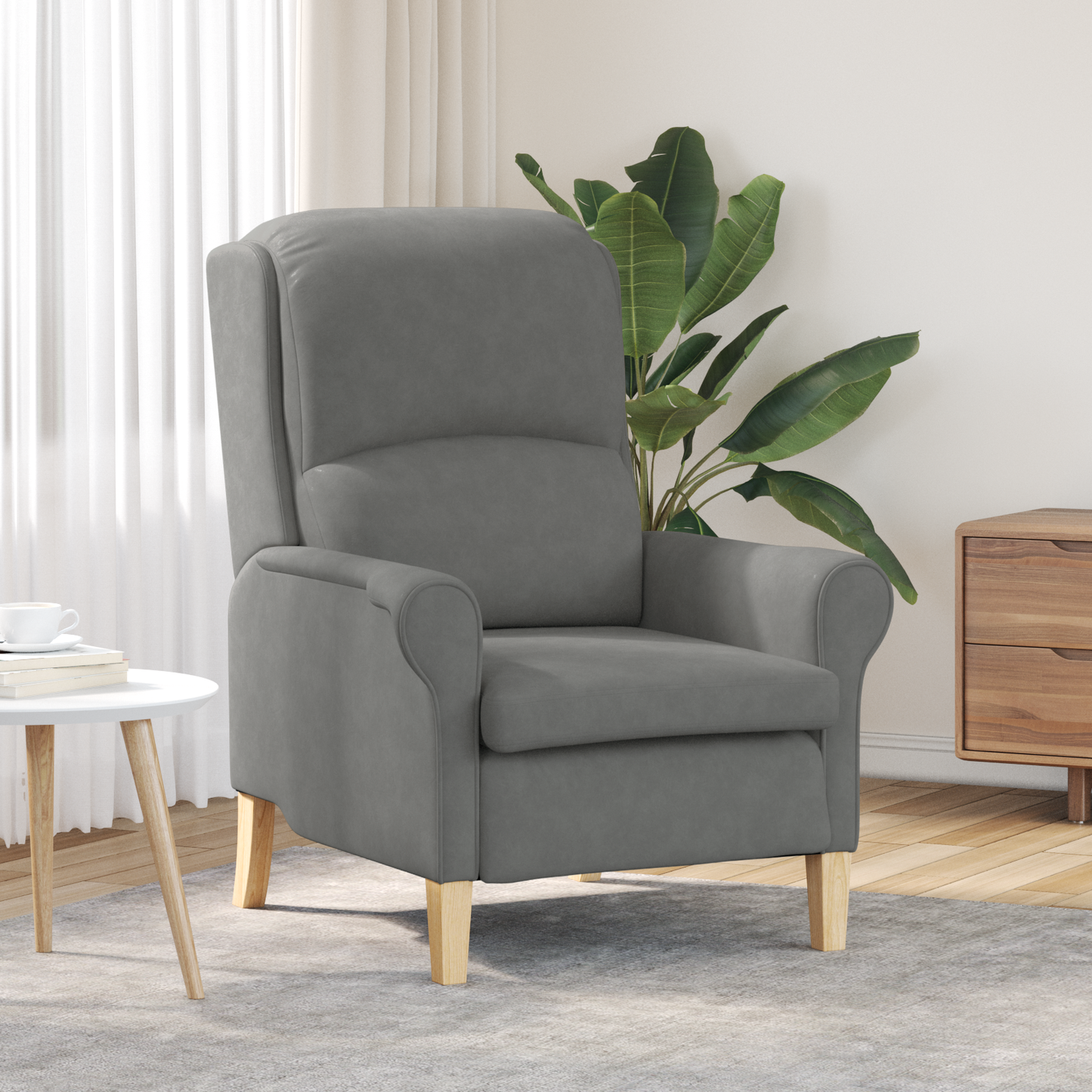 Lenestol Grå Mørkegrå Stoff og Tre Standard Ergonomisk