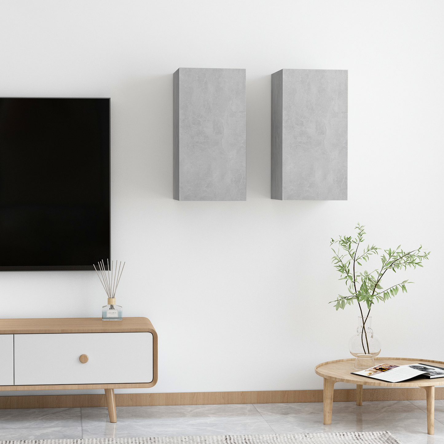 | TV-skap | 2 pcs Betonggrå 30.5 x 30 x 60 cm Konstruert tre