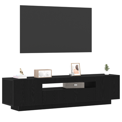 TV-Møbel Svart Eik TV-benk med LED-lys 160x35x40 cm,