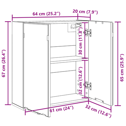 Baderomsspeil Svart Eik, 64x20x66.5 cm,