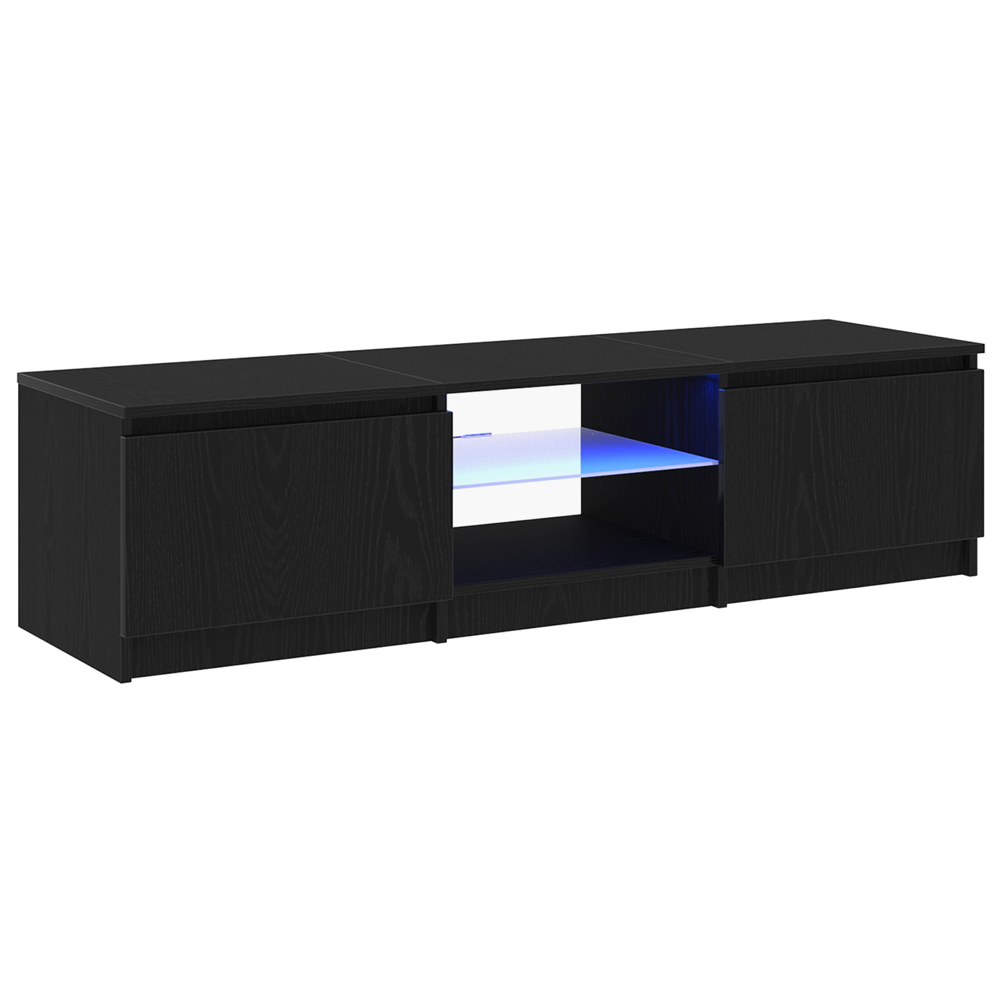 TV-Møbel Svart Eik TV-benk med LED-lamper 140 x 40 x 35,5 cm -
