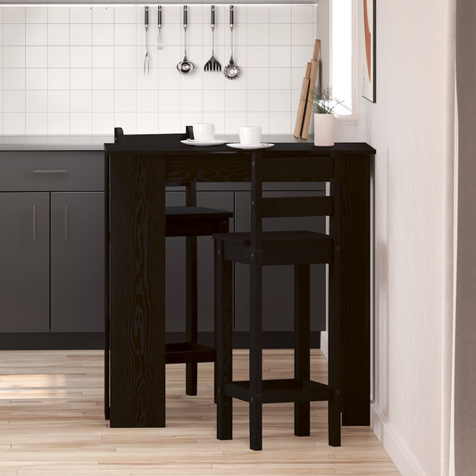 Barbord med hylle - Svart eik, 102x50x103,5 cm, Laget av konstruert tre