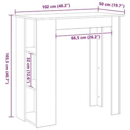 Barbord med hylle - Svart eik, 102x50x103,5 cm, Laget av konstruert tre