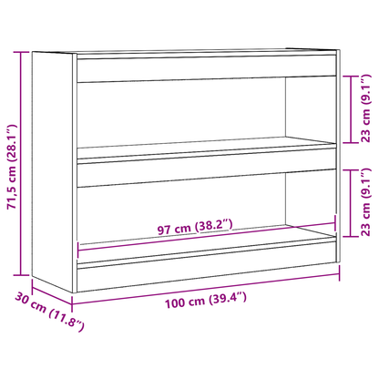 Bokhylle/Romdeler i Gamle Tre, 100x30x72 cm, laget av Ingeniørtre