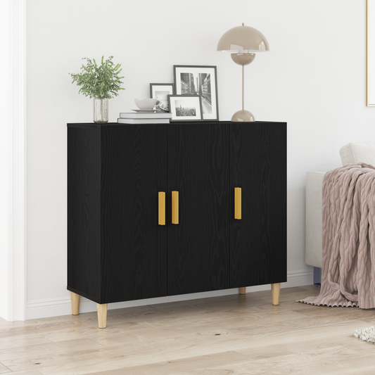 Sidebord Svart Eik 90x34x80 cm
