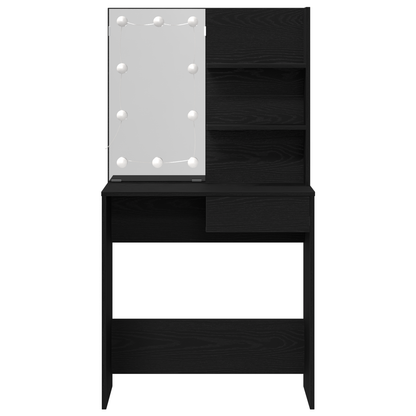 Sminkebord Svart Eik LED 74.5x40x141 cm,