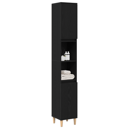 Baderomsskap Svart Eik 30x30x190 cm