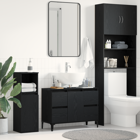Baderomsskap i Svart Eik 80x33x60 cm Laget av Konstruert Tre
