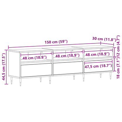 TV-Møbel Svart Eik 150x30x44,5 cm