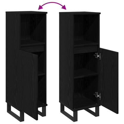 Baderomsskap Svart Eik 30x30x100 cm Konstruert Tre