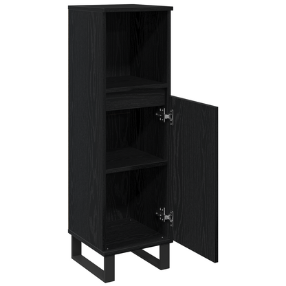 Baderomsskap Svart Eik 30x30x100 cm Konstruert Tre