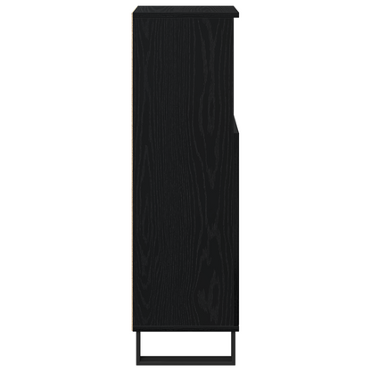 Baderomsskap Svart Eik 30x30x100 cm Konstruert Tre
