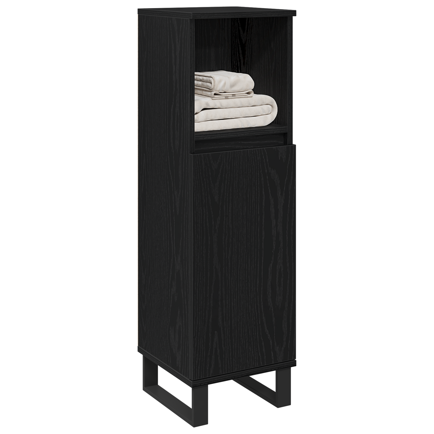 Baderomsskap Svart Eik 30x30x100 cm Konstruert Tre