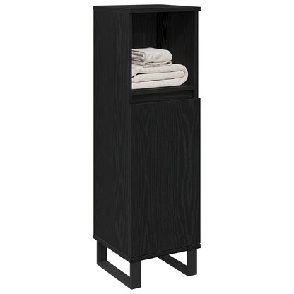 Baderomsskap Svart Eik 30x30x100 cm Konstruert Tre