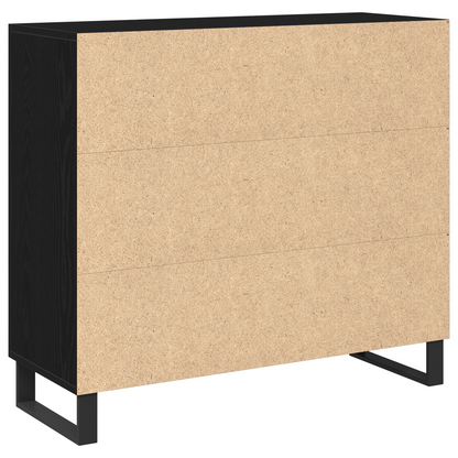 Skjenk Svart Eik med 3 Dører 90x34x80 cm