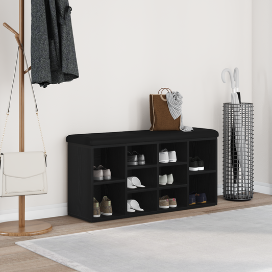 Oppbevaringsbenk Svart Eik 100x30x48 cm Konstruert Tre