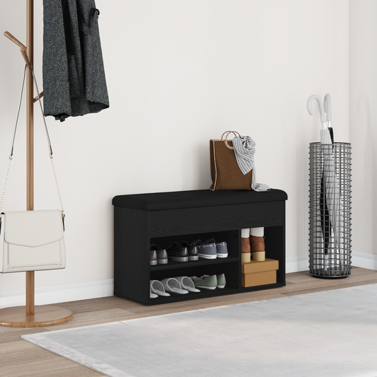 Oppbevaringsbenk Sort Eik 80x30x45 cm Ingeniørtre