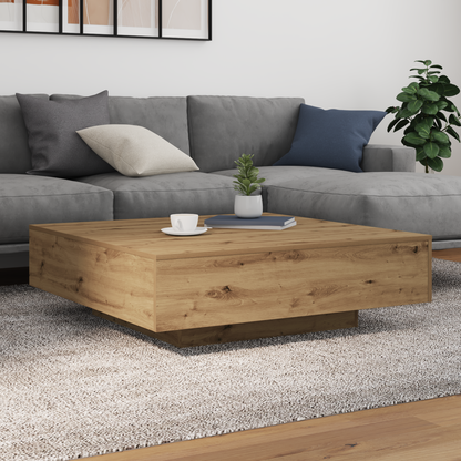 Salongbord Sofabord Artisan Eik med LED-lamper 100x100x31 cm
