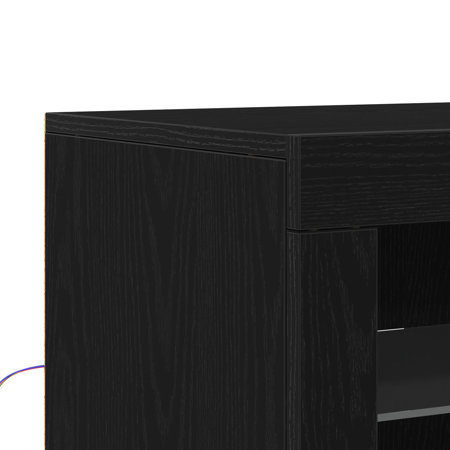 Skjenk Svart Eik med LED-lamper 60,5x37x67 cm
