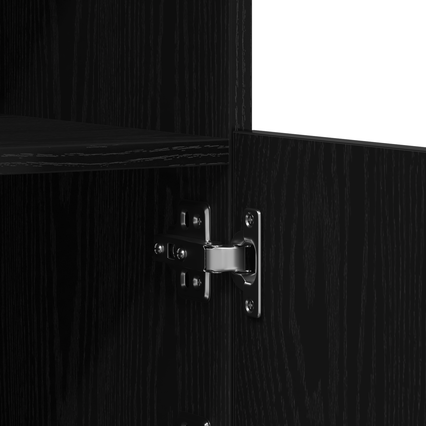 Skjenk Svart Eik med LED-lamper 60,5x37x67 cm