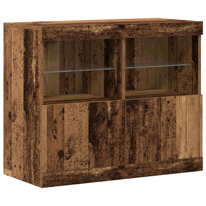 Skjenk Gammelt Tre med LED lys 81x37x67 cm