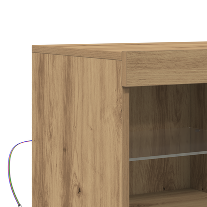 Skjenk Artisan Eik med LED-lamper 81x37x67 cm