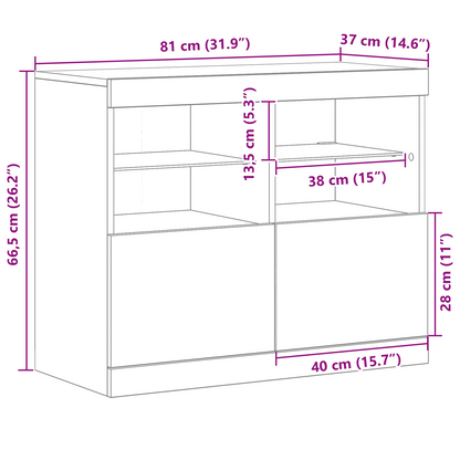 Skjenk Artisan Eik med LED-lamper 81x37x67 cm