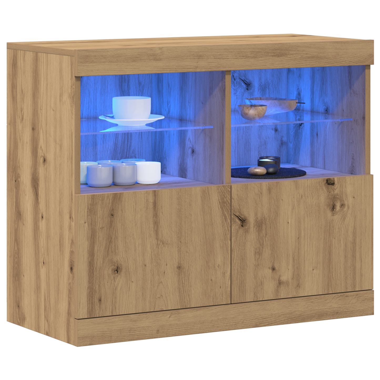 Skjenk Artisan Eik med LED-lamper 81x37x67 cm