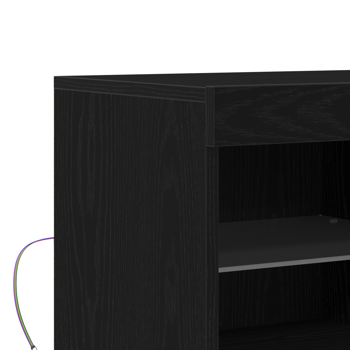 Skjenk Svart Eik med LED lys 81x37x67 cm