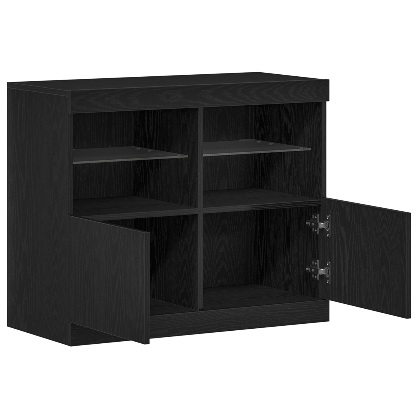 Skjenk Svart Eik med LED lys 81x37x67 cm