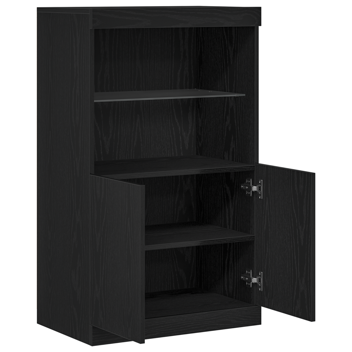 Skjenk Svart Eik med LED-lamper 60x37x100 cm