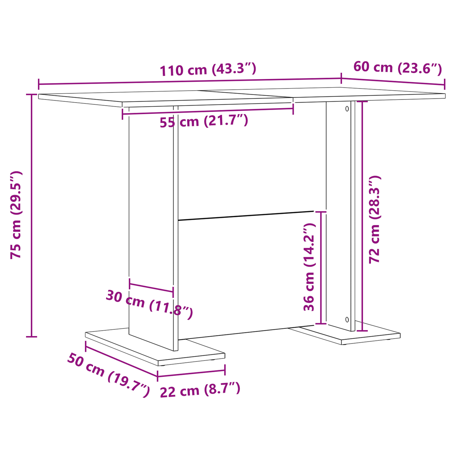 Spisebord Sonoma Eik 110x60x75 cm Konstruert tre