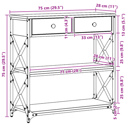 Avlastningsbord konsollbord Artisan Eik 75x28x75 cm