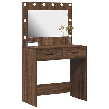 Sminkebord Brun Eik LED 78,5x41x135 cm