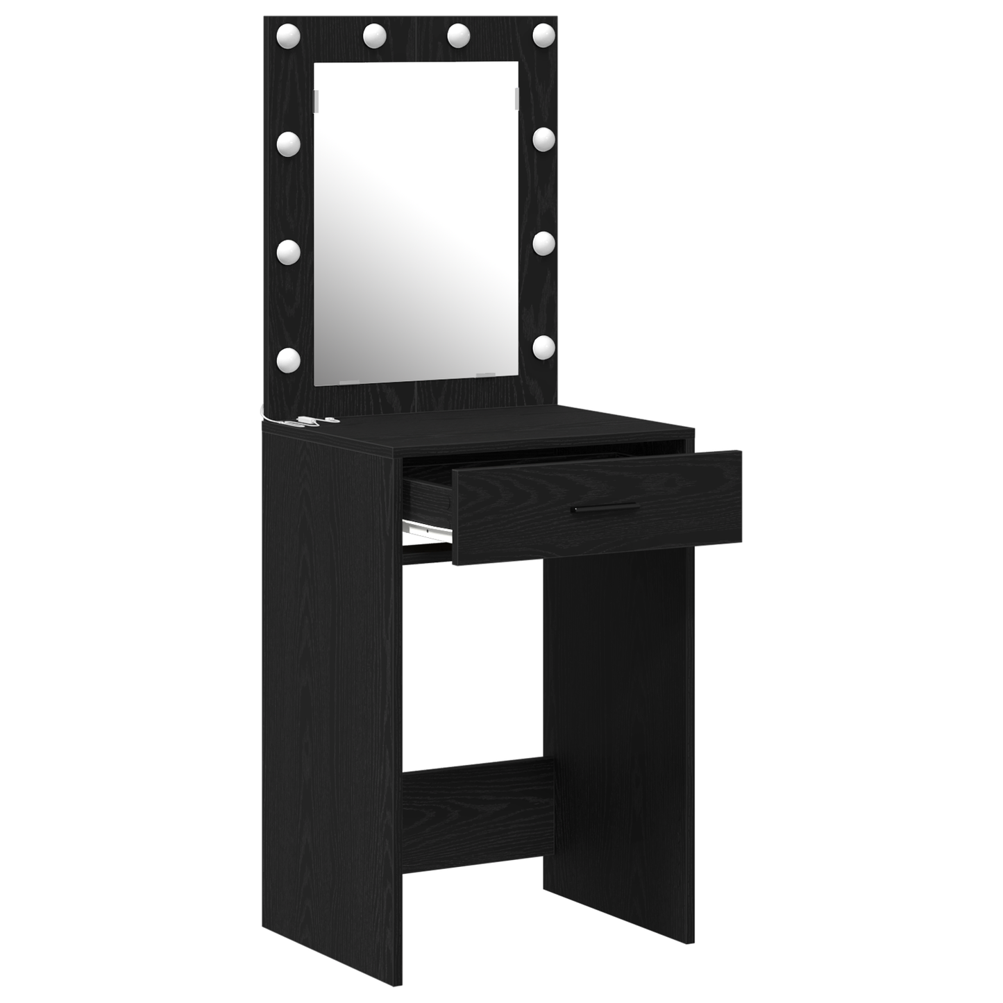 Sminkebord Svart Eik LED 50x41x135 cm