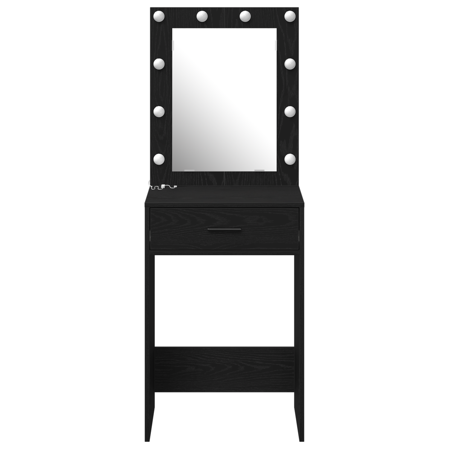 Sminkebord Svart Eik LED 50x41x135 cm