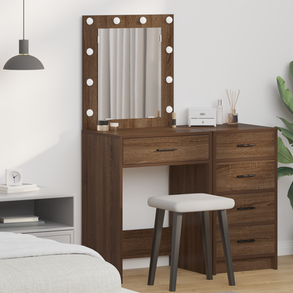 Sminkebord Brun Eik LED 50x41x135 cm