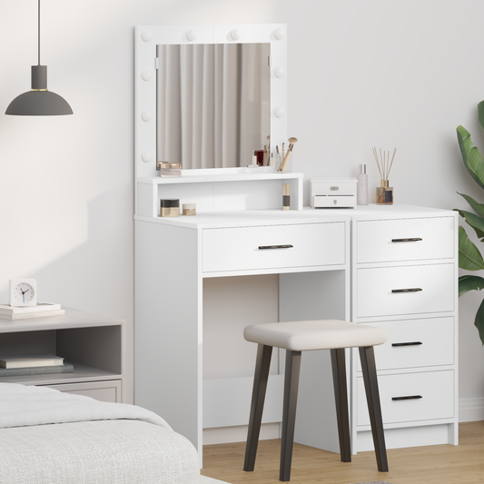 Smykkebord med LED-lys – Hvit 50x41x135 cm
