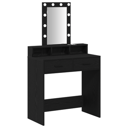 Sminkebord Svart Eik LED 79x41x140 cm